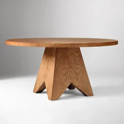 West Elm Pierce & Ward Burl Wood Round Dining Table & Chairs Set