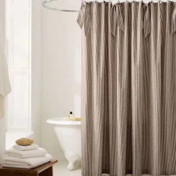 West Elm Pierce & Ward Cotton Linen Stripe Shower Curtain