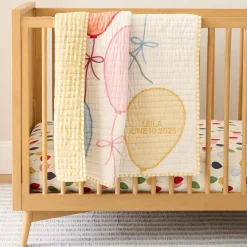 Kids West Elm Pink Chicken Balloons Baby Quilt
