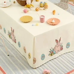 Kids West Elm Pink Chicken Bunny Friends Wipeable Tablecloth