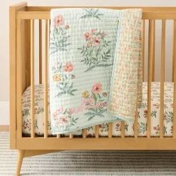 Kids West Elm Pink Chicken Poppy Floral Baby Quilt