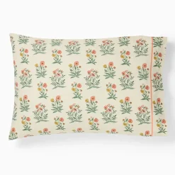 Kids West Elm Pink Chicken Poppy Floral Pillowcase Set