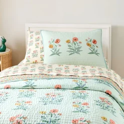 Kids West Elm Pink Chicken Poppy Floral Quilt & Shams