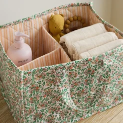 Kids West Elm Pink Chicken Quilted Floral Diaper Caddy