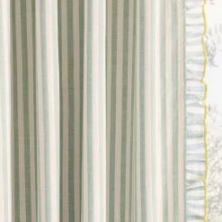Kids West Elm Pink Chicken Ruffle Stripe Blackout Curtain