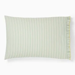 Kids West Elm Pink Chicken Ruffle Stripe Pillowcase Set