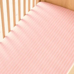 Kids West Elm Pink Chicken Stripe Crib Fitted Sheet