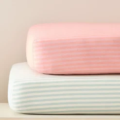 Kids West Elm Pink Chicken Stripe Crib Fitted Sheet Bundle
