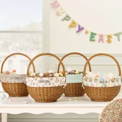 Kids West Elm Pink Chicken Woven Easter Basket w/ Liner