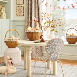 Kids West Elm Pink Chicken Woven Easter Basket w/ Liner