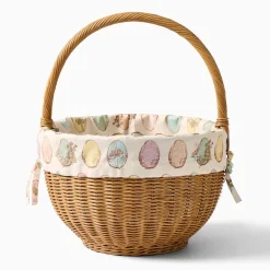 Kids West Elm Pink Chicken Woven Easter Basket w/ Liner