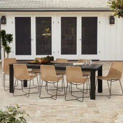 West Elm Playa Outdoor Extendable Dining Table (67.5"–90") & Slope Dining Chairs Set