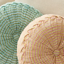West Elm Pleated Stripe Round Pillow