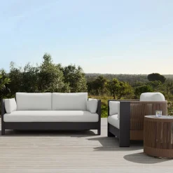 West Elm Porto Aluminum Outdoor Sofa (75"), Lounge Chair & Side Table (18")