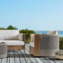 West Elm Porto Outdoor Sofa, Swivel Chair & Coffee Table Set