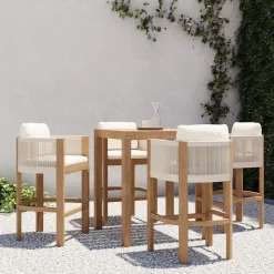 West Elm Portside Bar Table (35") & Porto Bar Stools Set