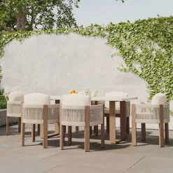 West Elm Portside Concrete Outdoor Dining Table (72") & Porto Dining Chairs Set
