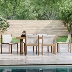 West Elm Portside Outdoor Dining Table (76.5") & Cusco Dining Chairs Set