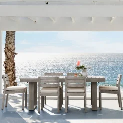 West Elm Portside Outdoor Dining Table (76.5"–96") & Dining Chairs Set