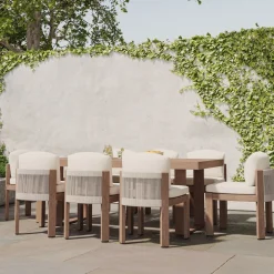 West Elm Portside Outdoor Dining Table (76.5"–96") & Porto Side Dining Chairs Set