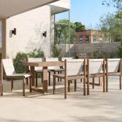 West Elm Portside Outdoor Extendable Dining Table (76.5"–106") & Cusco Dining Chairs Set