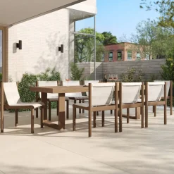 West Elm Portside Outdoor Extendable Dining Table (76.5"–106") & Cusco Dining Chairs Set