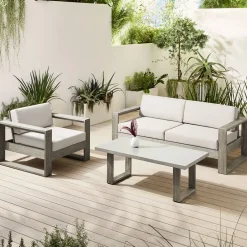 West Elm Portside Outdoor Sofa, Lounge Chair & Concrete Coffee Table Set
