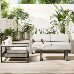 West Elm Portside Outdoor Sofa, Lounge Chair & Concrete Coffee Table Set