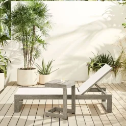 West Elm Portside Outdoor Textilene Chaise Lounge & C-Shaped Side Table Set