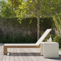 West Elm Portside Outdoor Textilene Chaise Lounge & Syros Side Table (19") Set