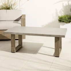 West Elm Portside Outdoor Wood/Concrete Coffee Table (50.5")