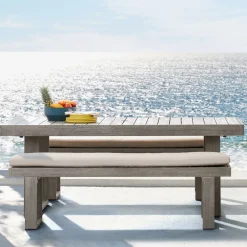 West Elm Portside Wood Outdoor Dining Table (76.5") & Benches Set