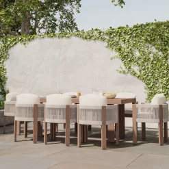 West Elm Portside Wood Outdoor Extendable Dining Table (76.5"–106") & Porto Dining Chairs Set