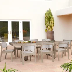 West Elm Portside Wood Outdoor Extendable Dining Table (76.5"–106") & Stacking Chairs Set