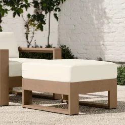 West Elm Portside Wood Outdoor Lounge Chair & Ottoman Set