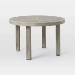 West Elm Portside Wood Outdoor Round Dining Table (48") & Stacking Chairs Set