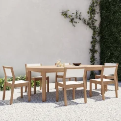 West Elm Portside Wood Outdoor Round Extendable Dining Table (48"–93") & Stacking Chairs Set