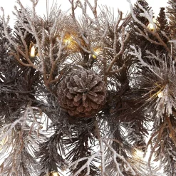 West Elm Pre-Lit Faux Flocked Pine Cone Garland