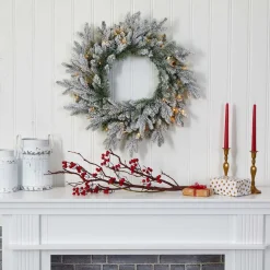 West Elm Pre-Lit Faux Flocked Wreath