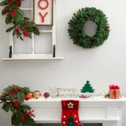 West Elm Pre-Lit Faux Frosted Pine & Pine Cones Wreath