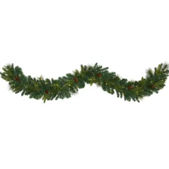 West Elm Pre-Lit Faux Mixed Pine & Pine Cone Garland