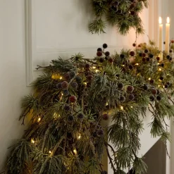 West Elm Pre-Lit Faux Pine & Frosted Red Berry Garland
