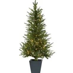 West Elm Pre-Lit Faux Potted Green Tree w/ Planter