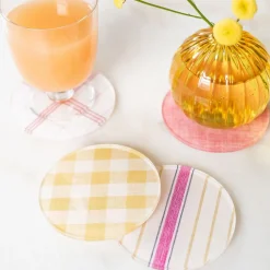 West Elm Proper Table Wadsworth Goldenrod Gingham Coaster (Set of 4)