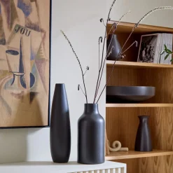 West Elm Pure Black Matte Ceramic Vases