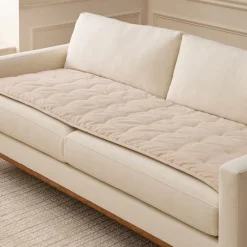 West Elm Quilted Cotton Velvet Sofa Overlay