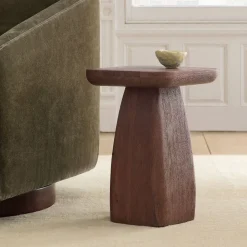 West Elm Quince Solid Wood Pedestal Side Table (14")