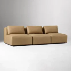 West Elm Quinten Leather Modular Armless Sofa (68"–102")