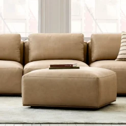West Elm Quinten Leather Ottoman