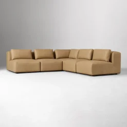 West Elm Quinten Leather 5-Piece Armless L-Shaped Sectional (112")